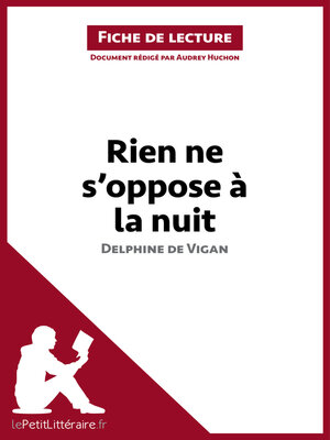 cover image of Rien ne s'oppose à la nuit de Delphine de Vigan
